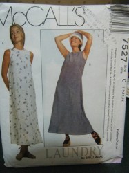 7527 DSGNR LONG SLEEVELESS BIAS INSET DRESS PATTERN 12-16